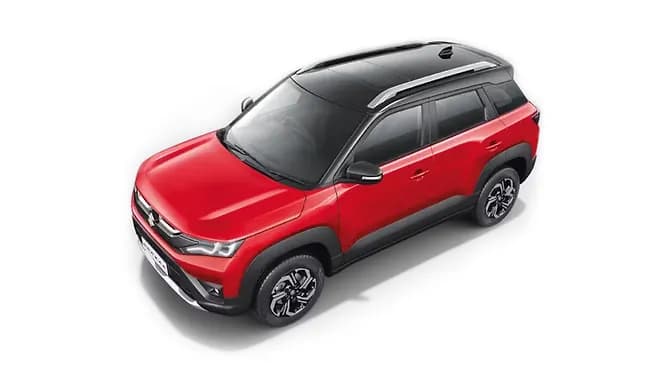 Sizziling Red with Bluish Black Roof