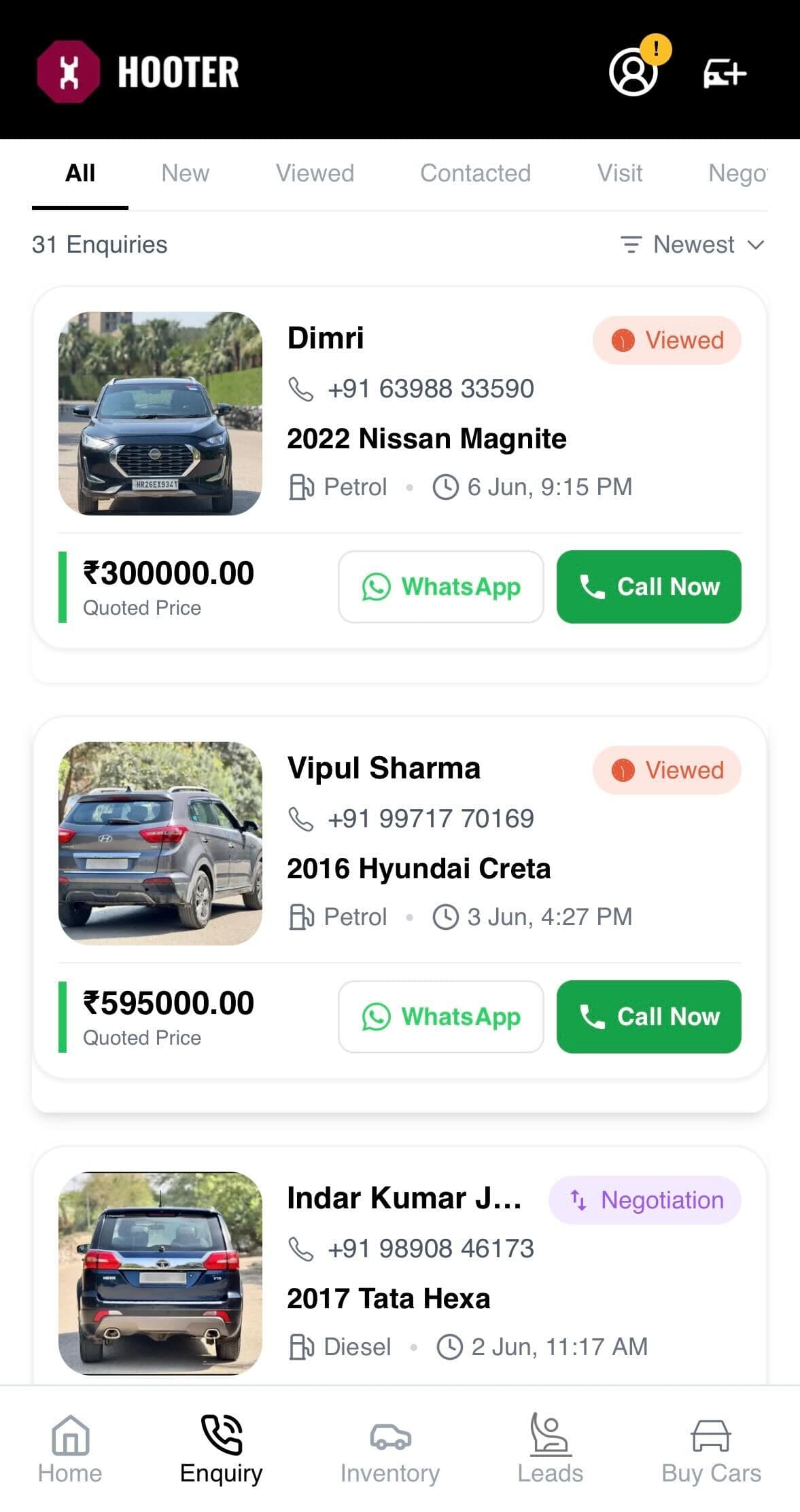 Hooter partner app inventory screen | Hooter Hooter partner app inventory screen | Hooter