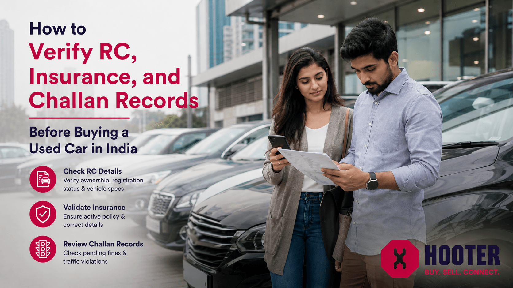 Verify RC, Insurance & Challan Records Before Buying a Used Car | Hooter