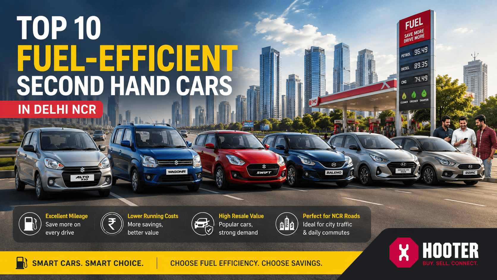 Top 10 Fuel-Efficient Second Hand Cars in Delhi NCR | Hooter Top 10 Fuel-Efficient Second Hand Cars in Delhi NCR | Hooter